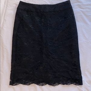 Black Floral Lace Pencil Skirt